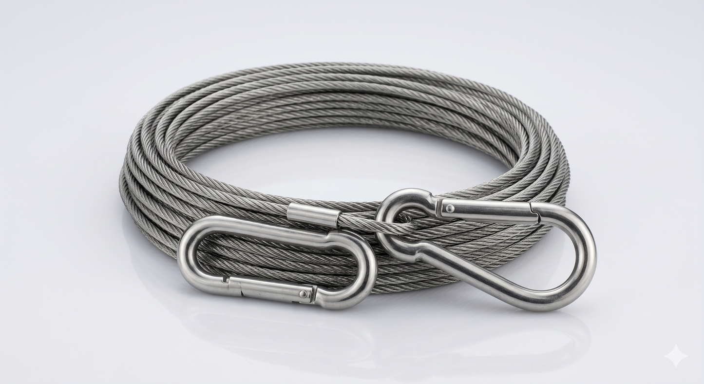 SteelGuard Heavy-Duty Stainless Steel Braided Clothesline with Non-Slip Carabiner Anchors