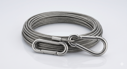 SteelGuard Heavy-Duty Stainless Steel Braided Clothesline with Non-Slip Carabiner Anchors