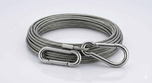 SteelGuard Heavy-Duty Stainless Steel Braided Clothesline with Non-Slip Carabiner Anchors